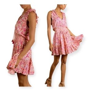 NWT Poupette St Barth Dress, Triny Floral Ruffle-Trim Tassel Mini dress